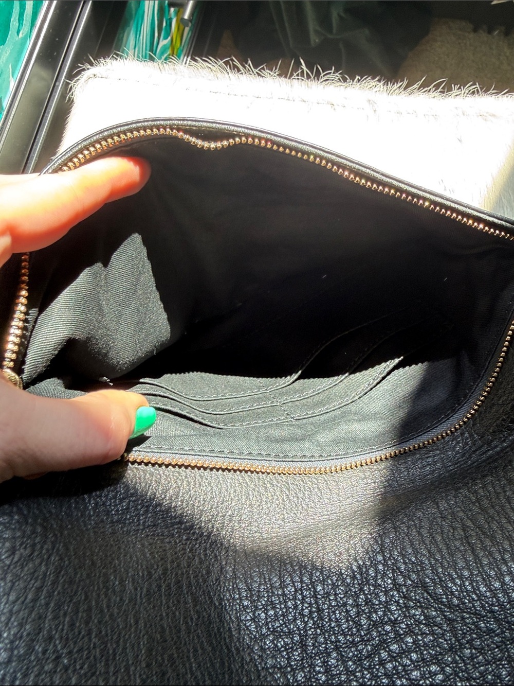 Fossil Black Pebbled Leather Zip Pouch with Gold Hardware - Picture 5 of 6